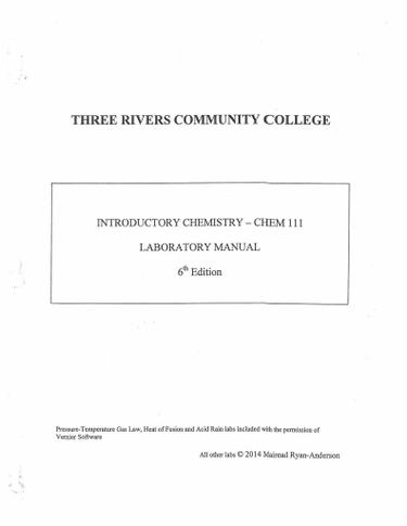 CHEM 111 - Introductory Chemistry Lab Manual