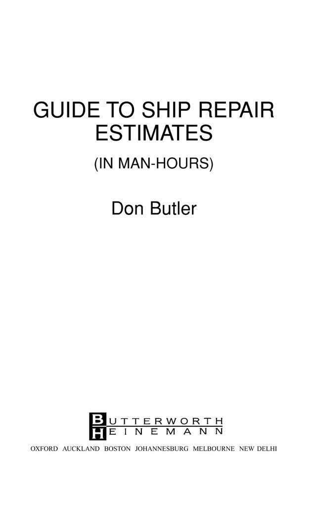 Don Butler Books A Guide To Ship Repair Estimates In Man Hours by Don Butler
