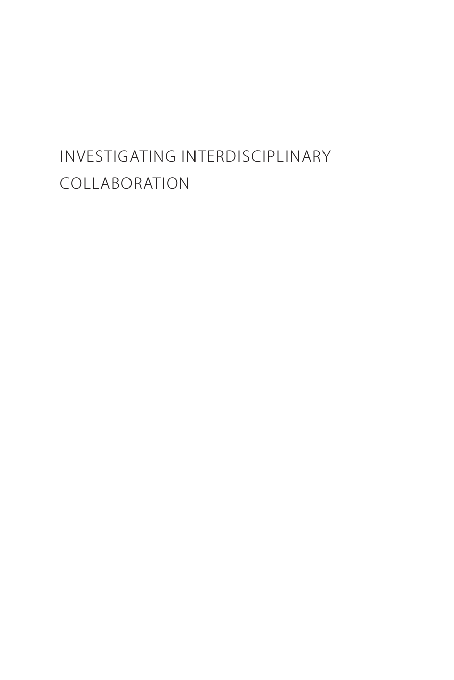 Cover image for Investigating Interdisciplinary Collaboration