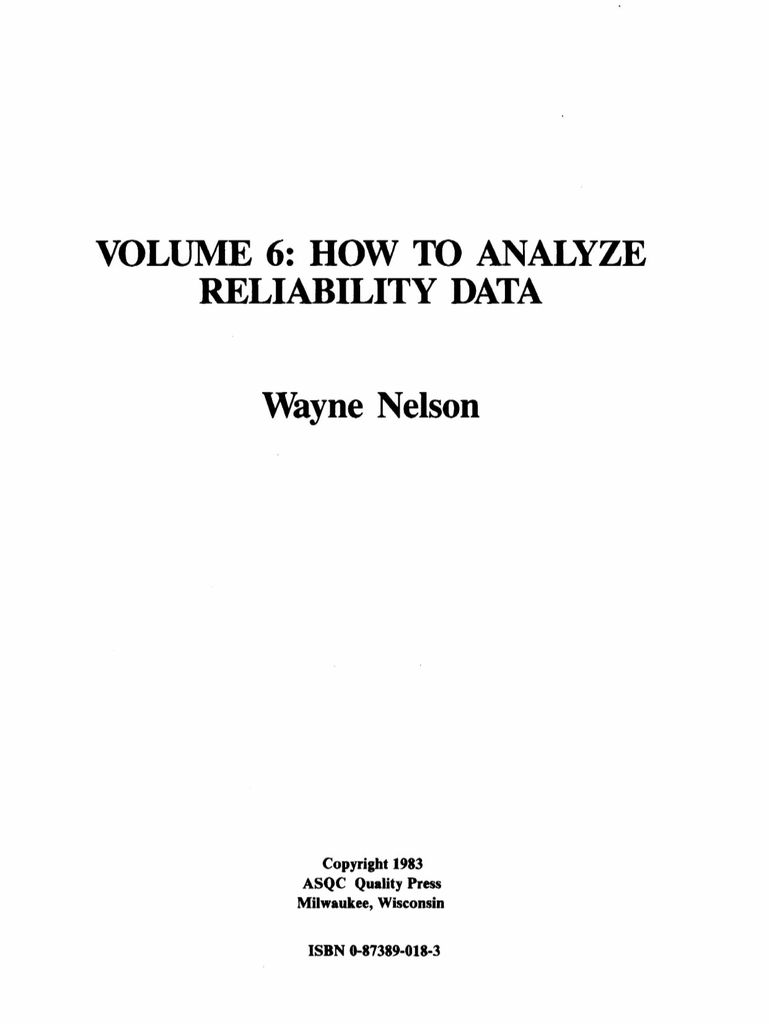 How to Analyze Reliability Data