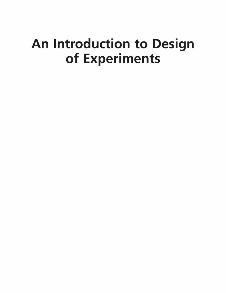 Introduction to Design of Experiments