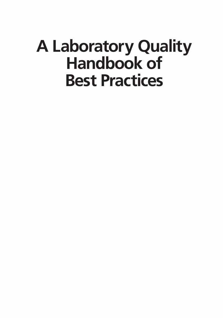 A Laboratory Quality Handbook of Best Practices and Relevant Regulations