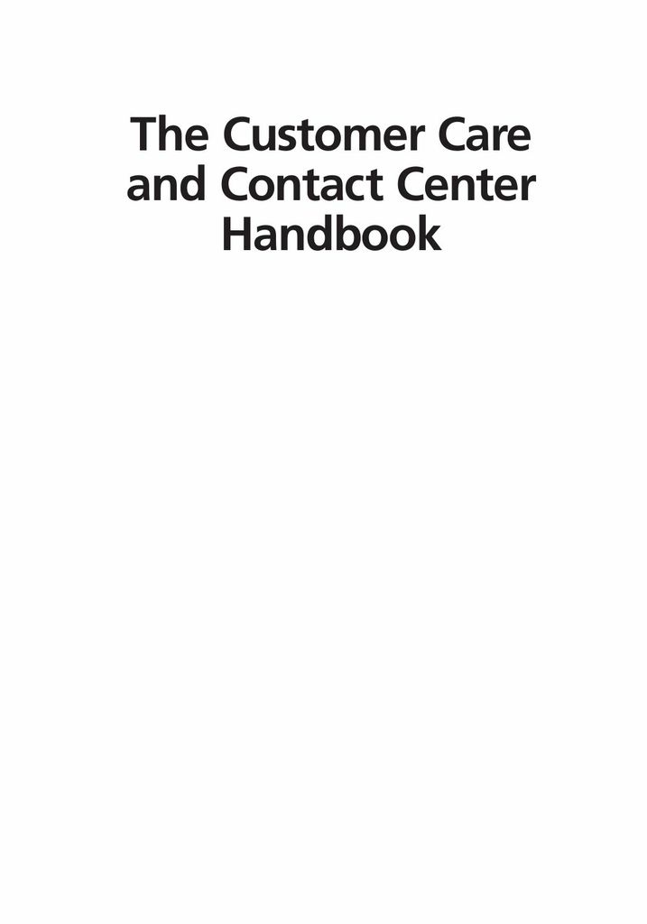 The Customer Care and Contact Center Handbook