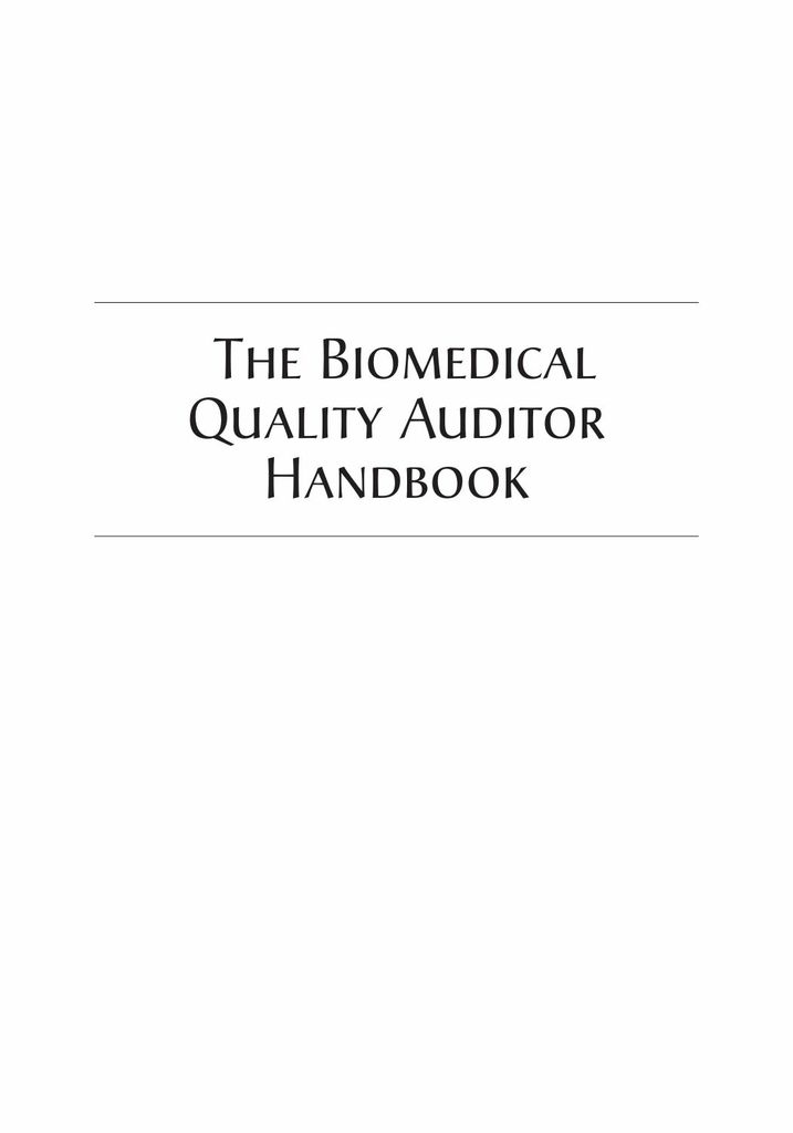 The Biomedical Quality Auditor Handbook