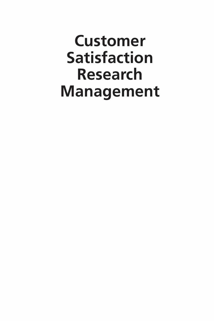 Customer Satisfaction Research Management