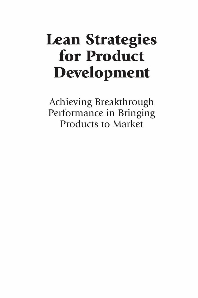 Lean Strategies for Product Development