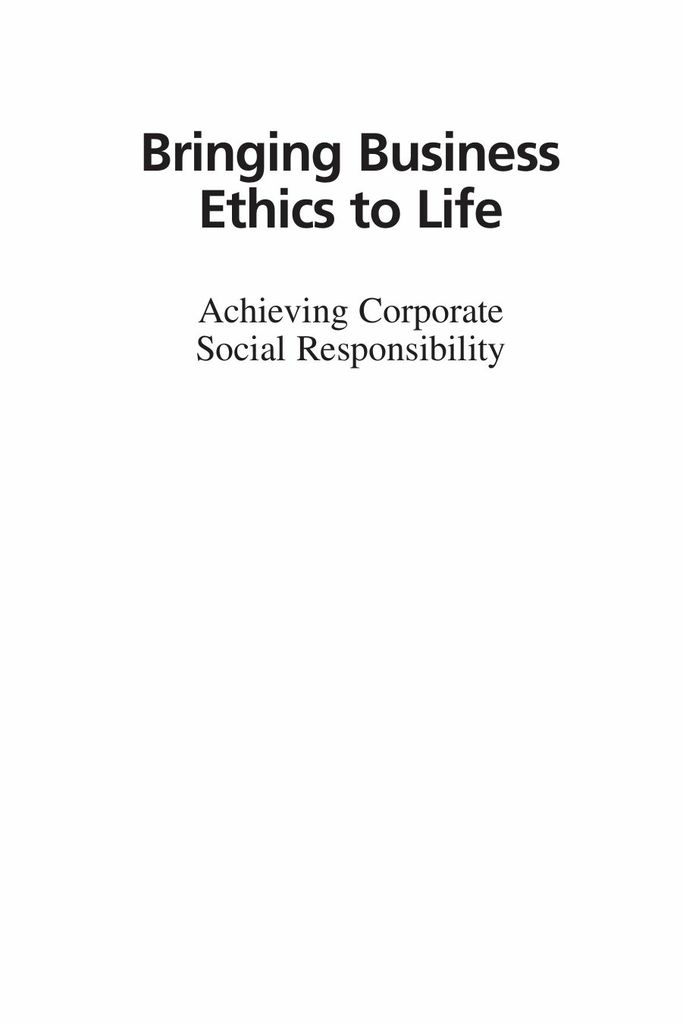 Bringing Business Ethics to Life