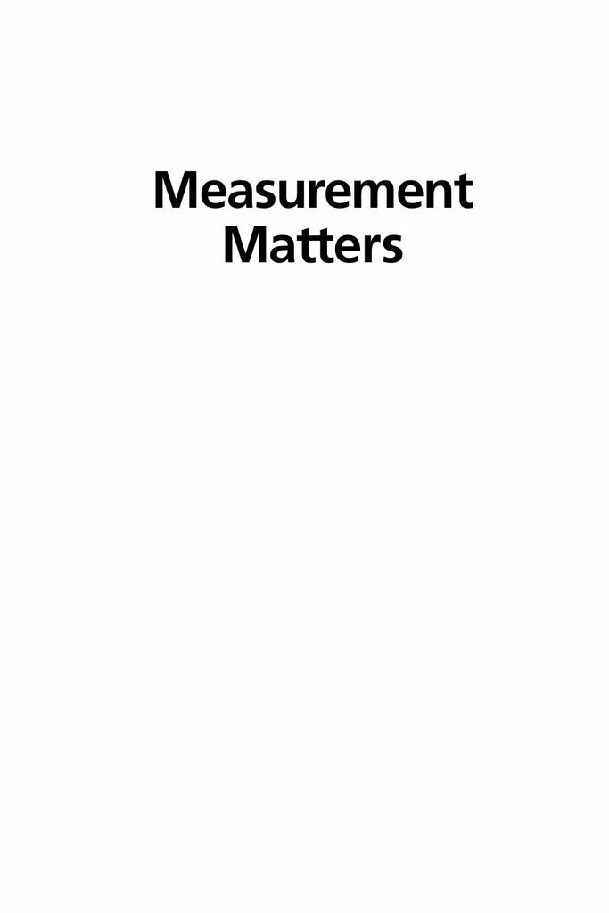 Measurement Matters