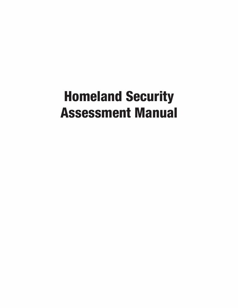 Homeland Security Assessment Manual