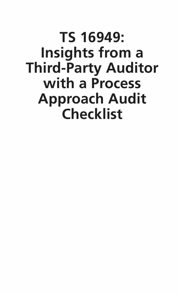 TS 16949: Insight from a Third-Party Auditor