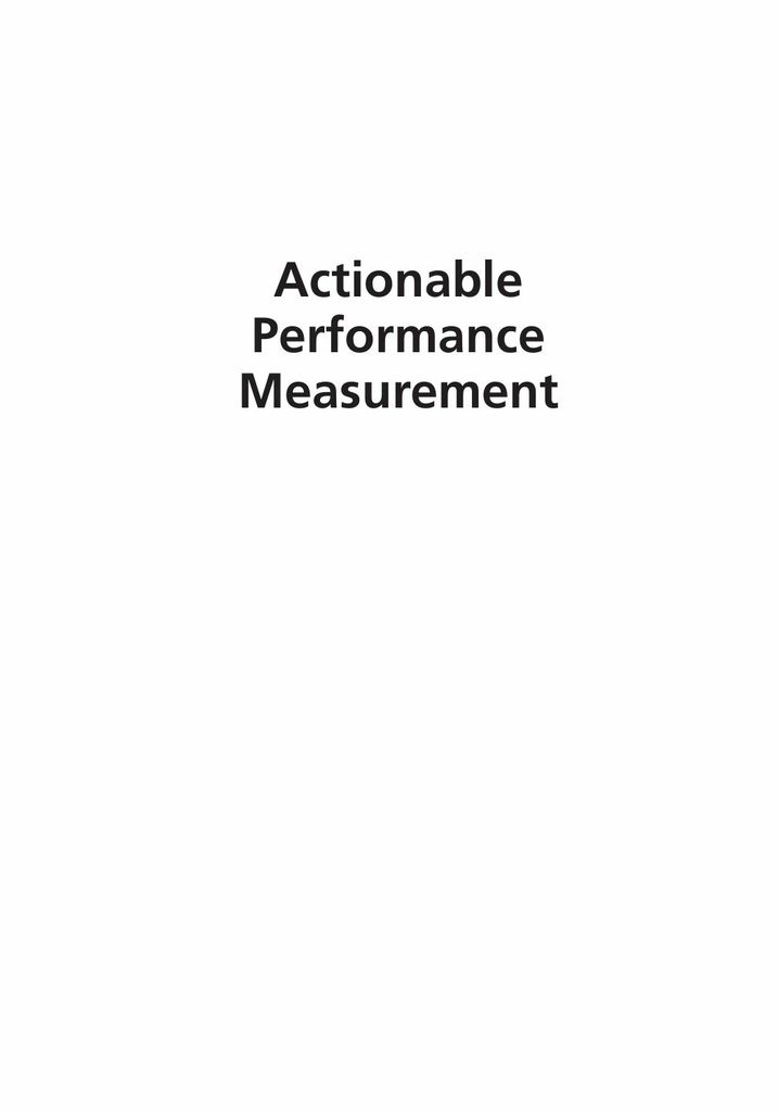 Actionable Performance Measurement