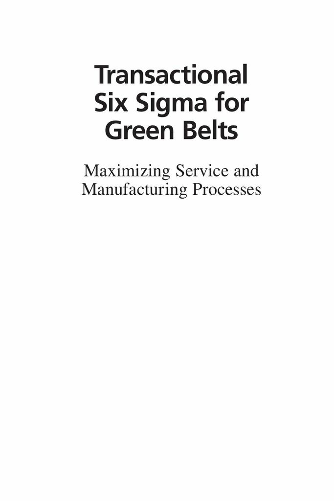 Transactional Six Sigma for Green Belts