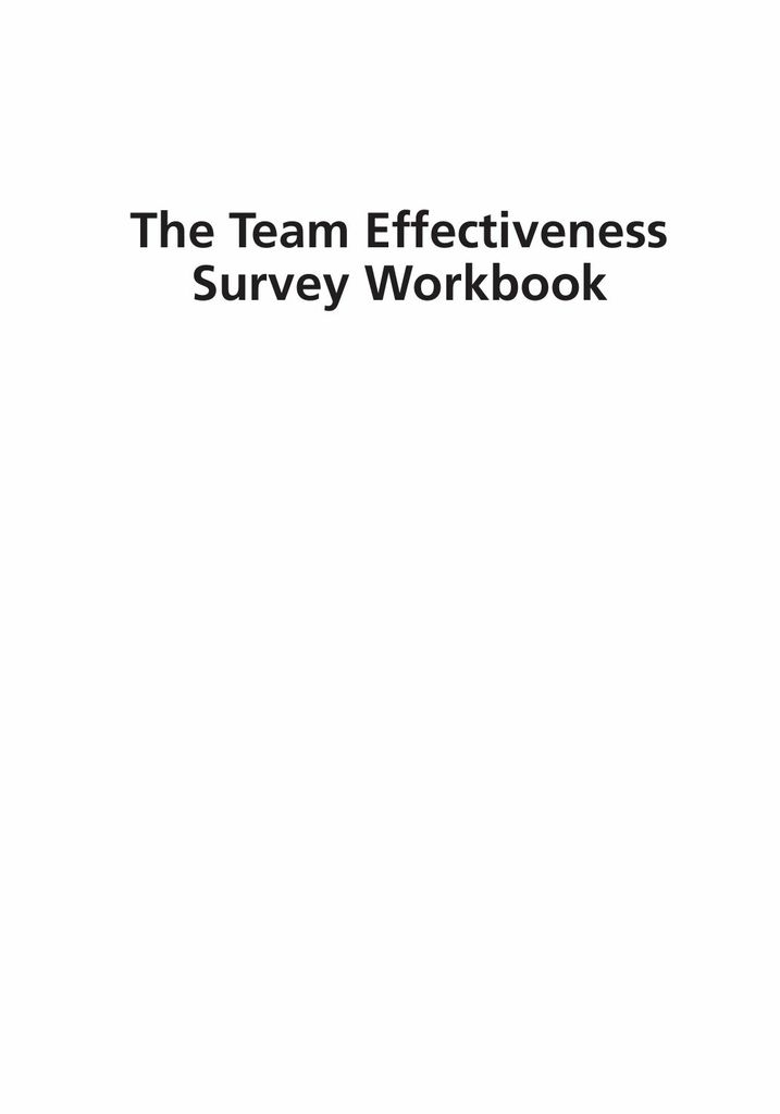 The Team Effectiveness Survey Workbook