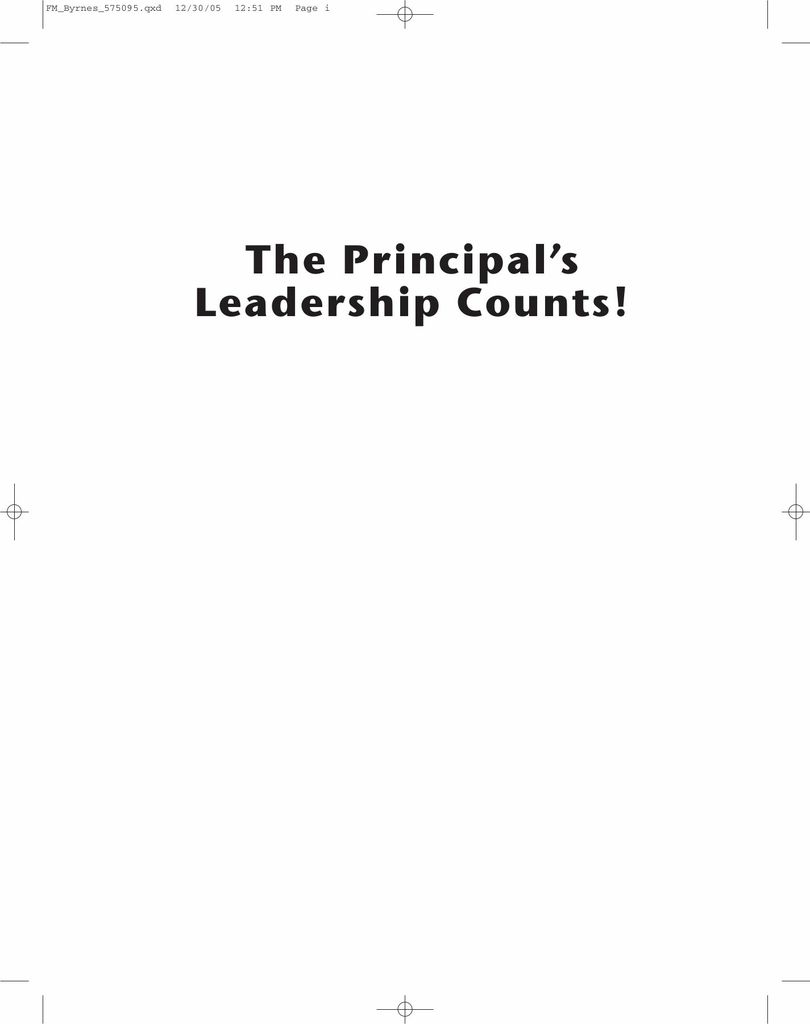 The Principal's Leadership Counts!