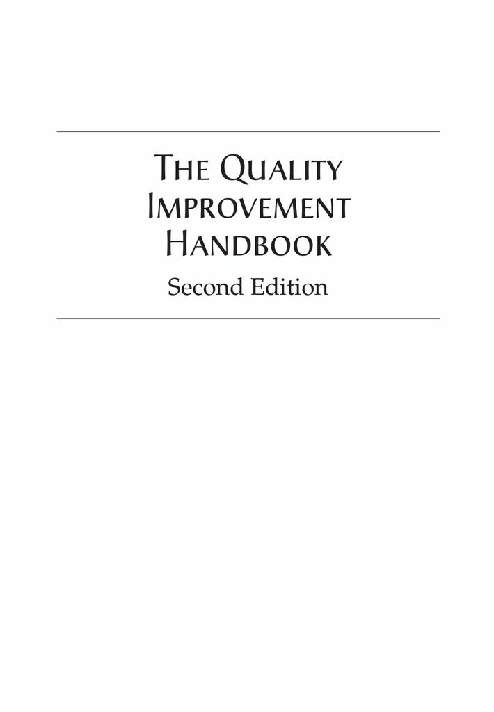 The Quality Improvement Handbook, Second Edition