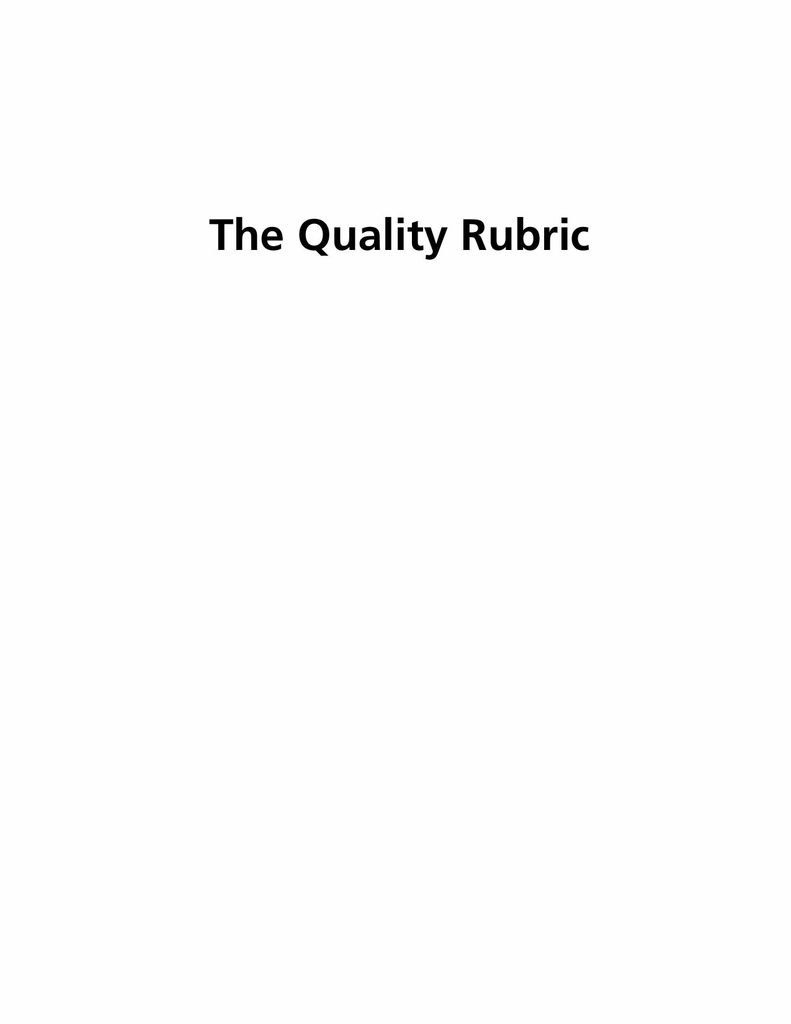 The Quality Rubric