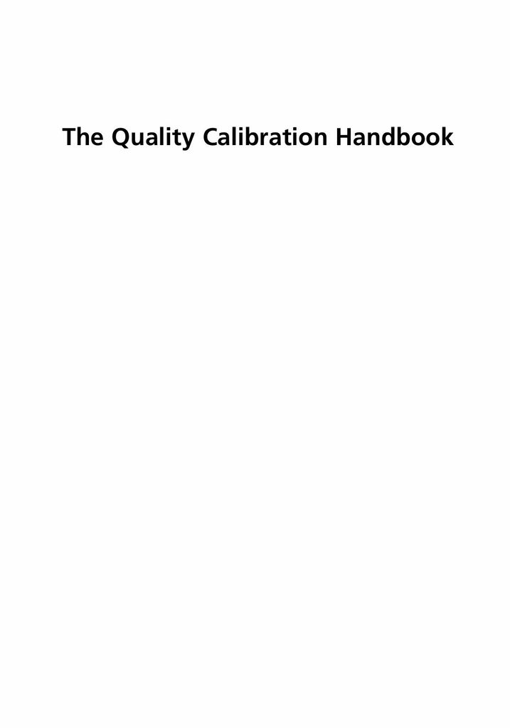 The Quality Calibration Handbook