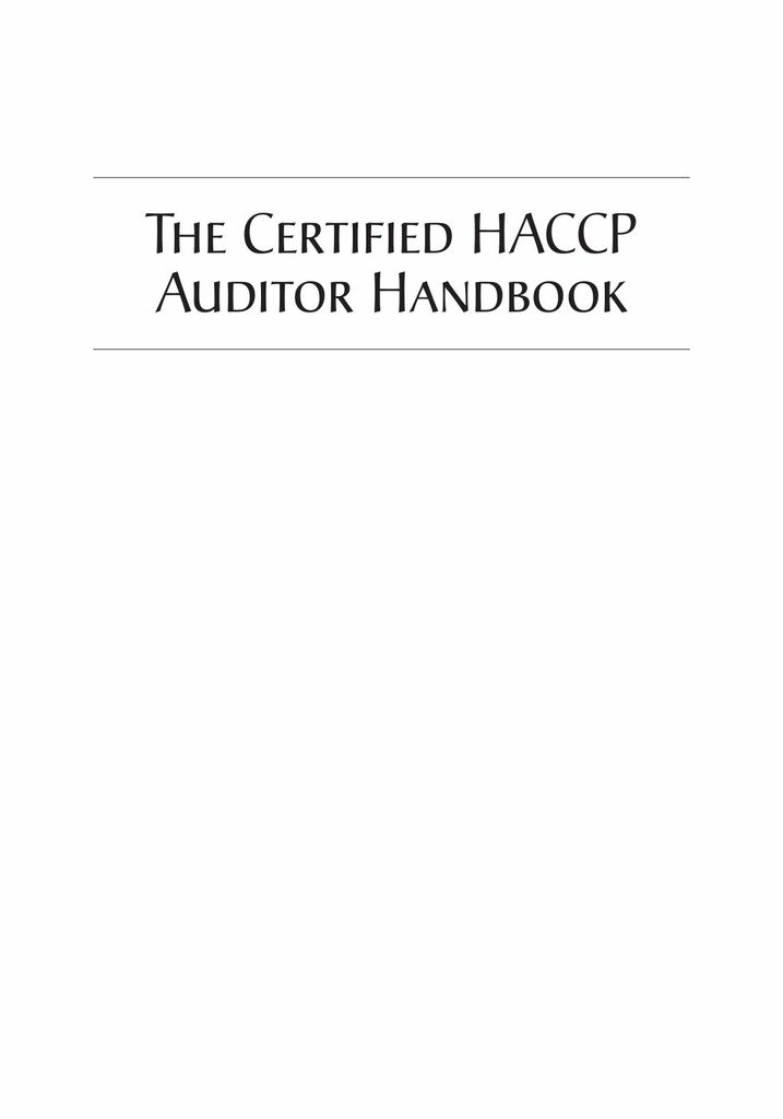 The Certified HACCP Auditor Handbook