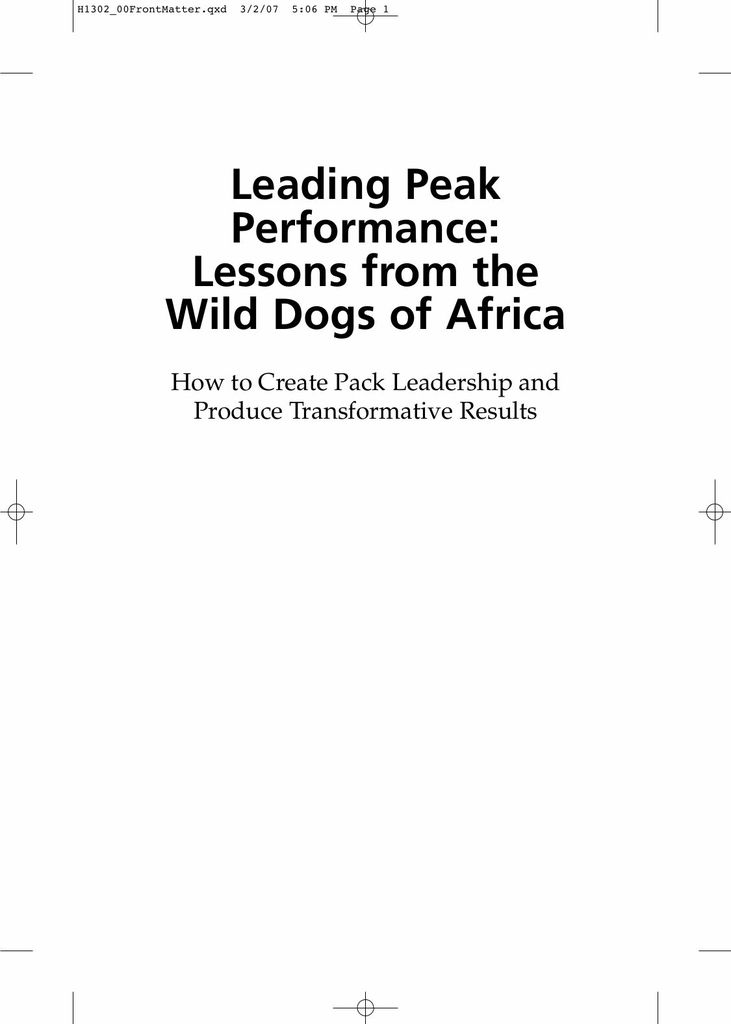 Leading Peak Performance: Lessons from the Wild Dogs of Africa