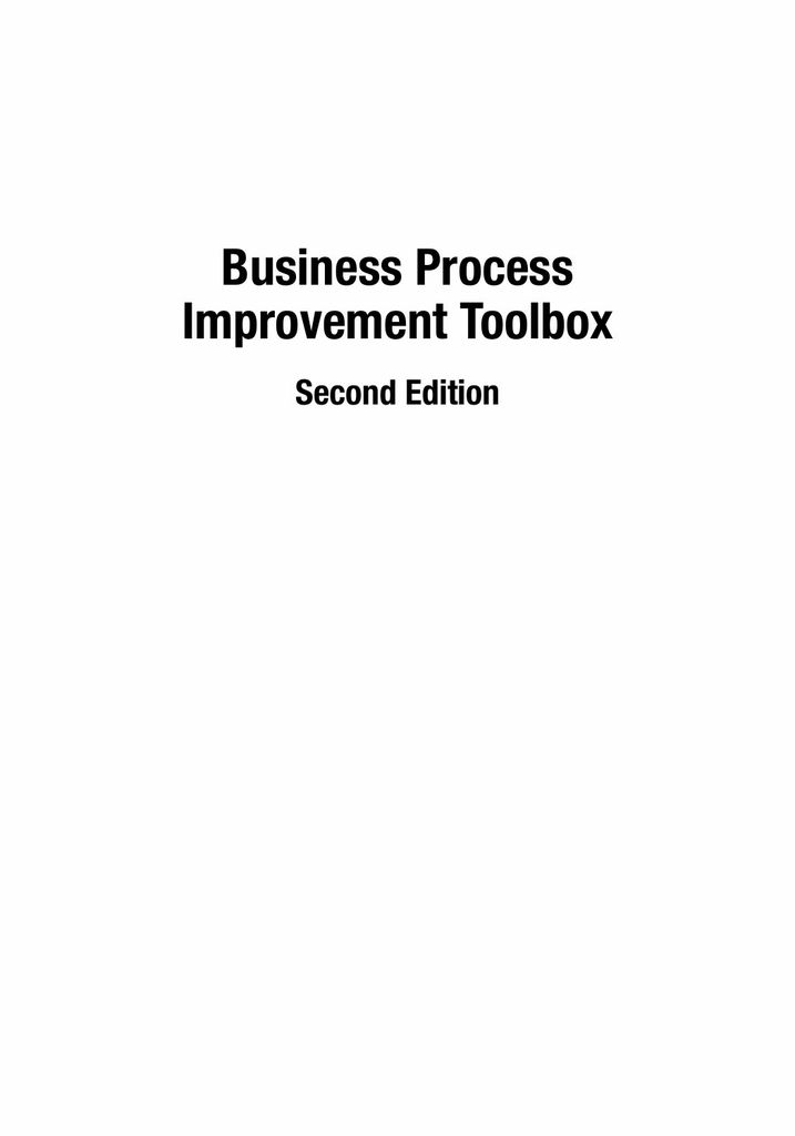 Business Process Improvement Toolbox, Second Edition