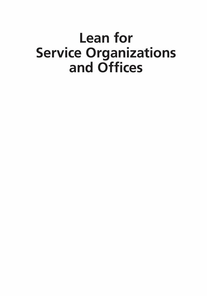 Lean for Service Organizations and Offices