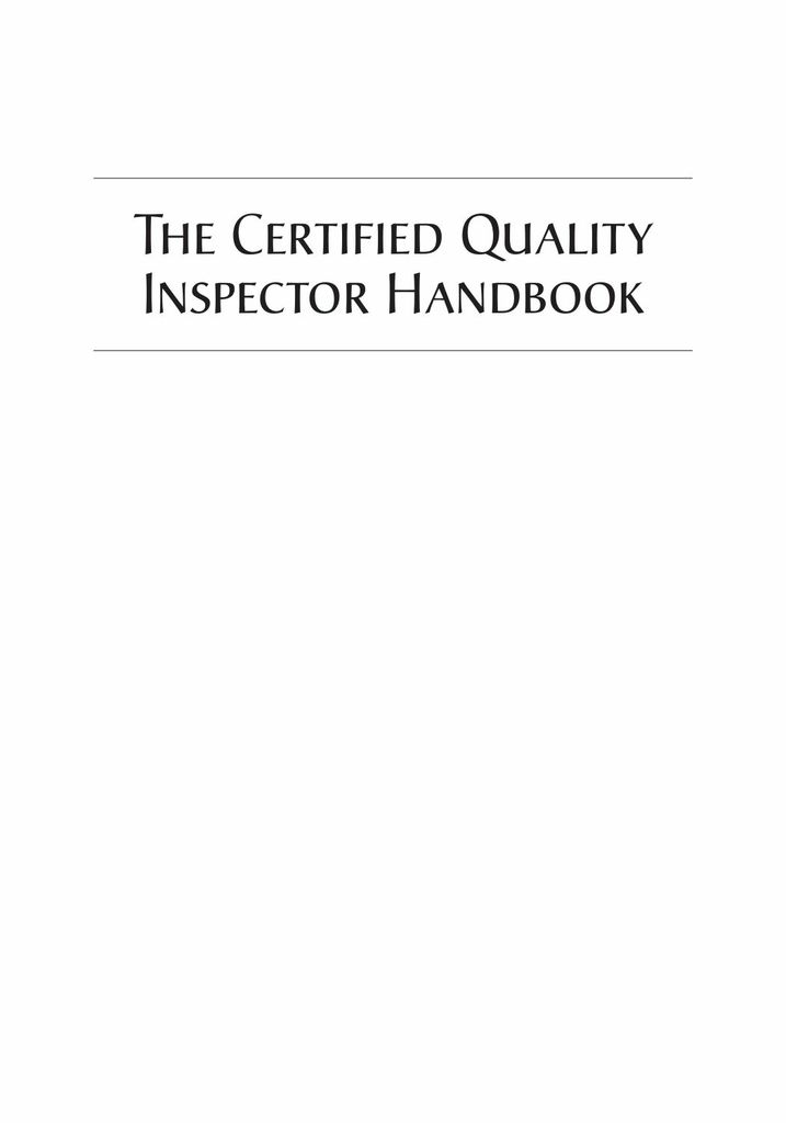 The Certified Quality Inspector Handbook