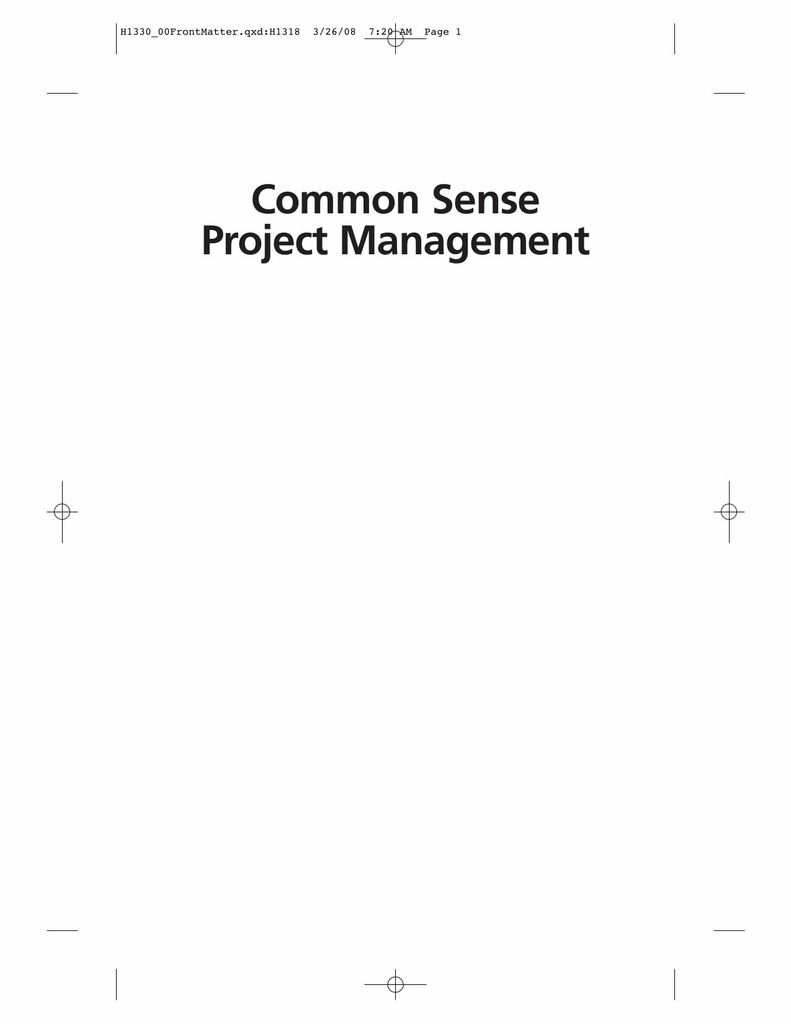 Common Sense Project Management