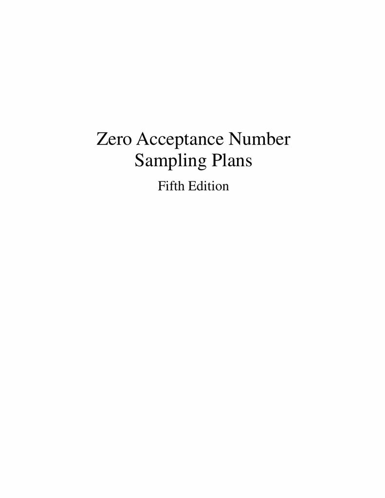 Zero Acceptance Number Sampling Plans, Fifth Edition