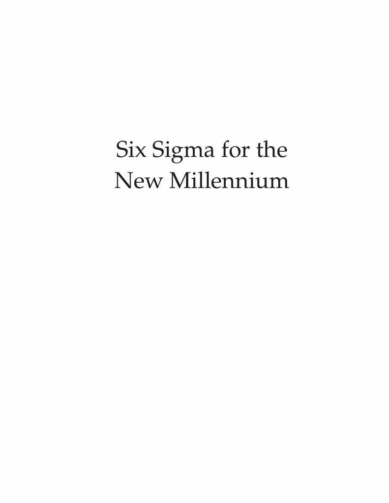 Six Sigma for the New Millennium