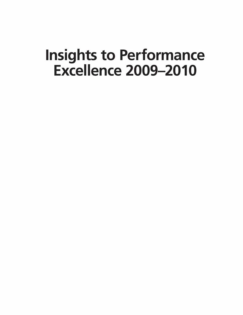 Insights to Performance Excellence 2009-2010