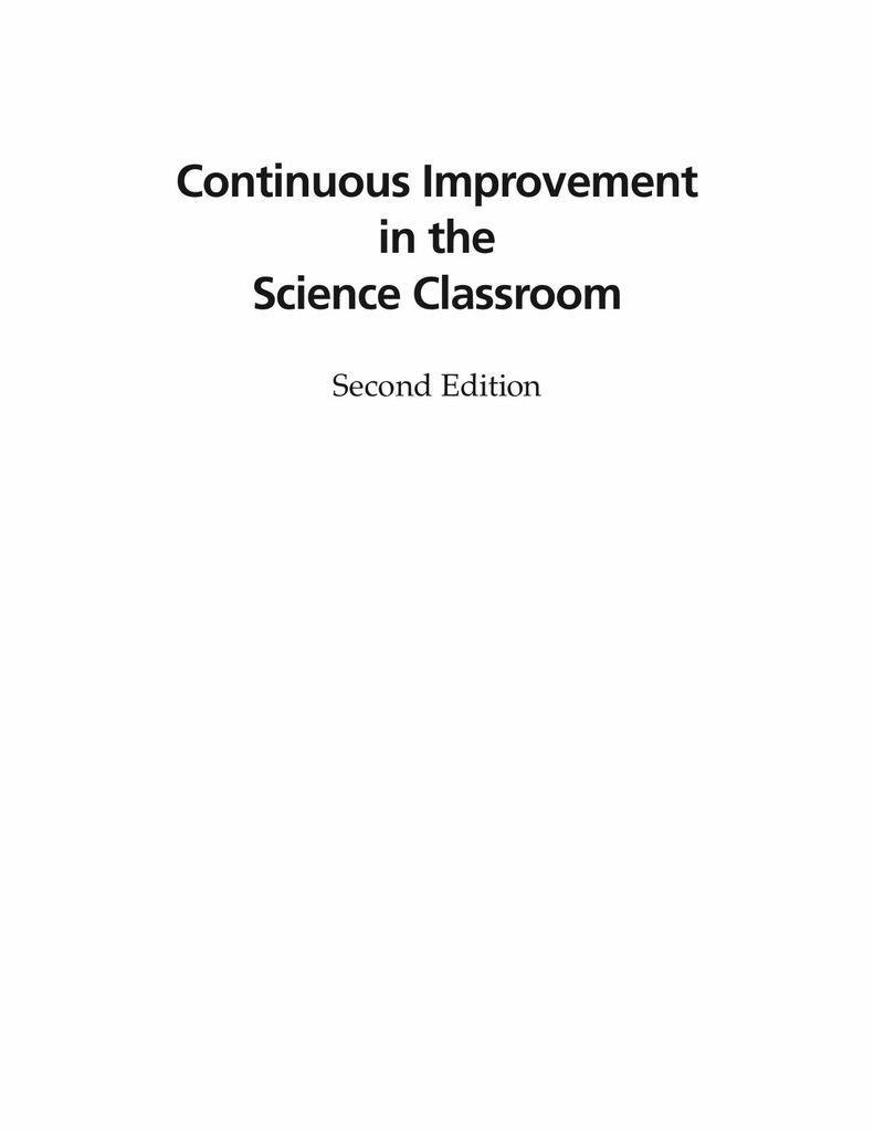 Continuous Improvement in the Science Classroom, Second Edition
