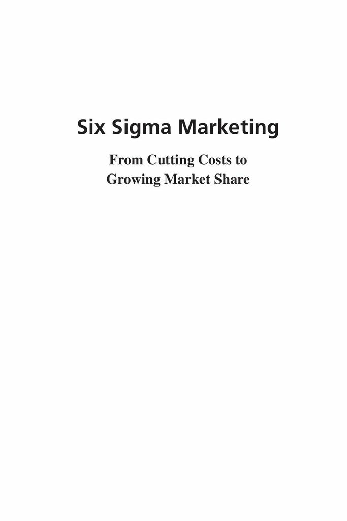 Six Sigma Marketing