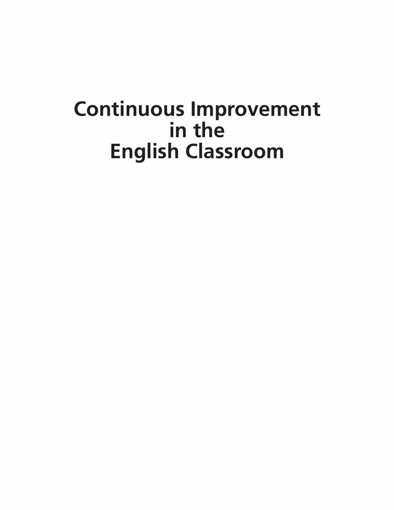 Continuous Improvement in the English Classroom