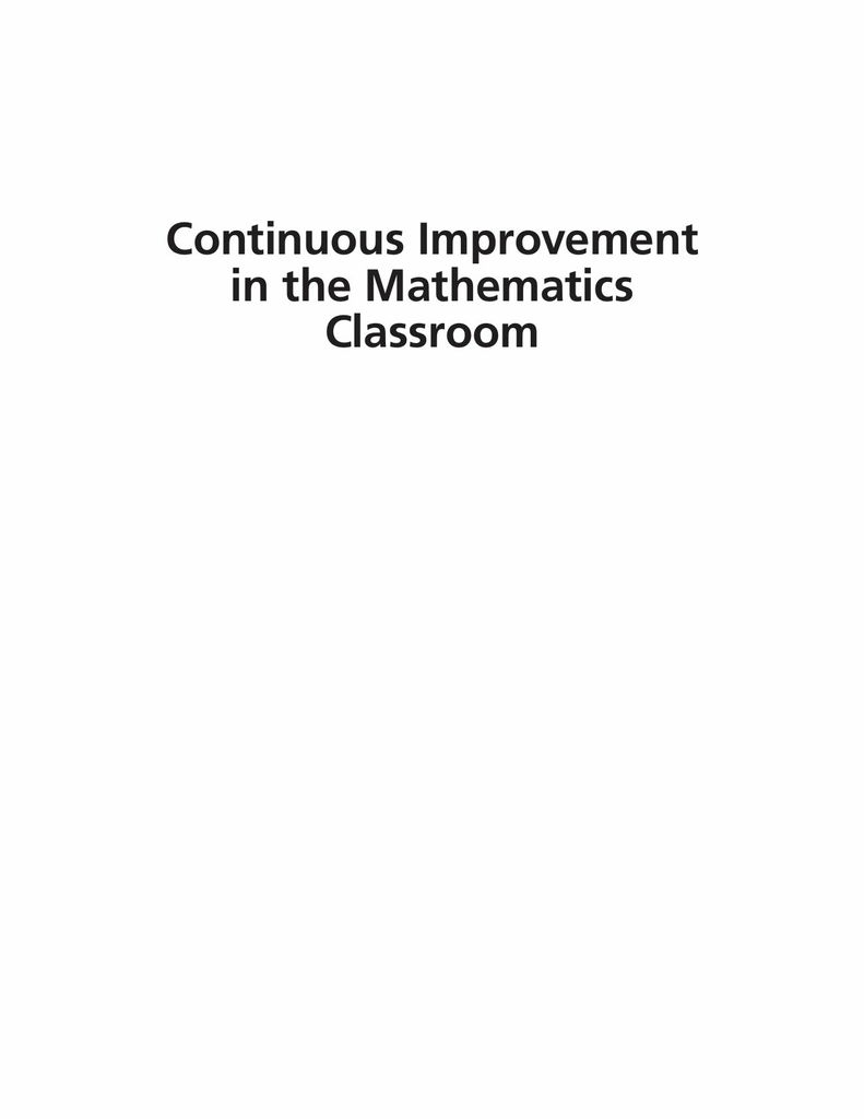 Continuous Improvement in the Mathematics Classroom