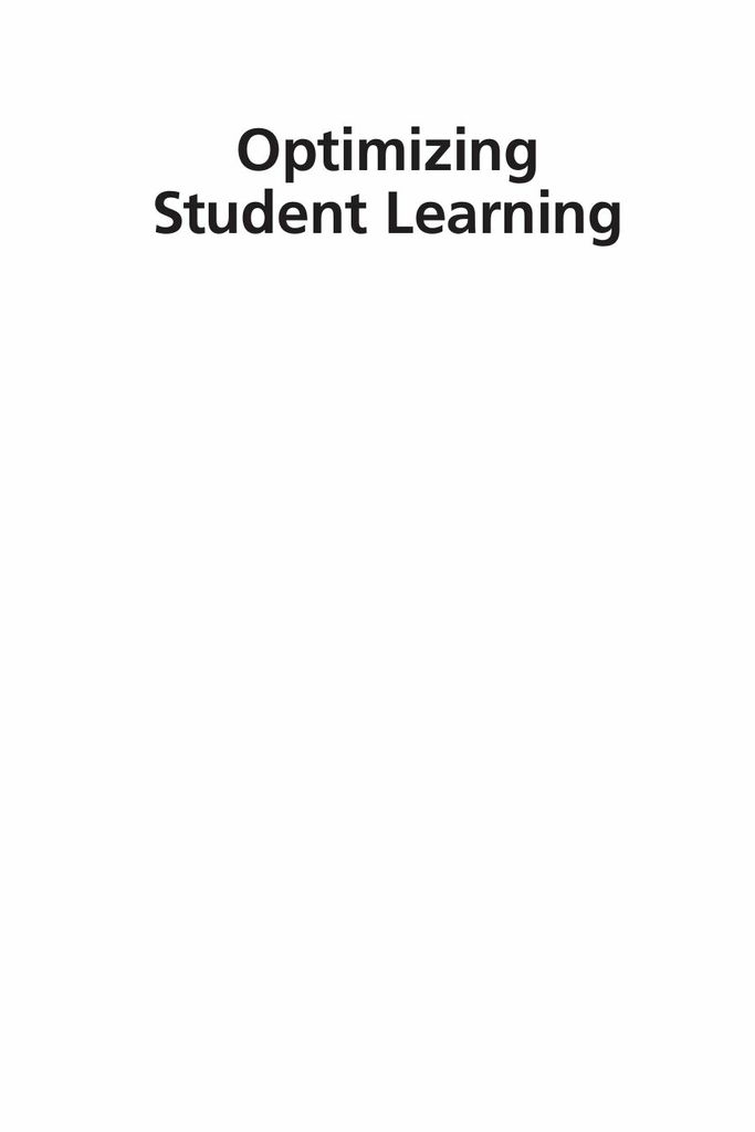 Optimizing Student Learning