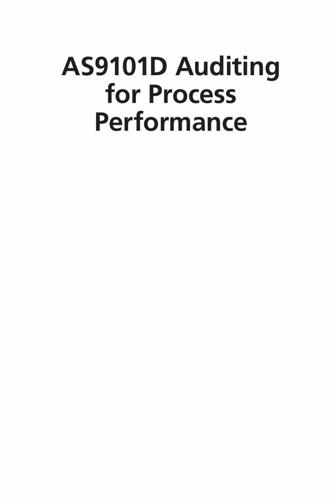 AS9101D Auditing for Process Performance