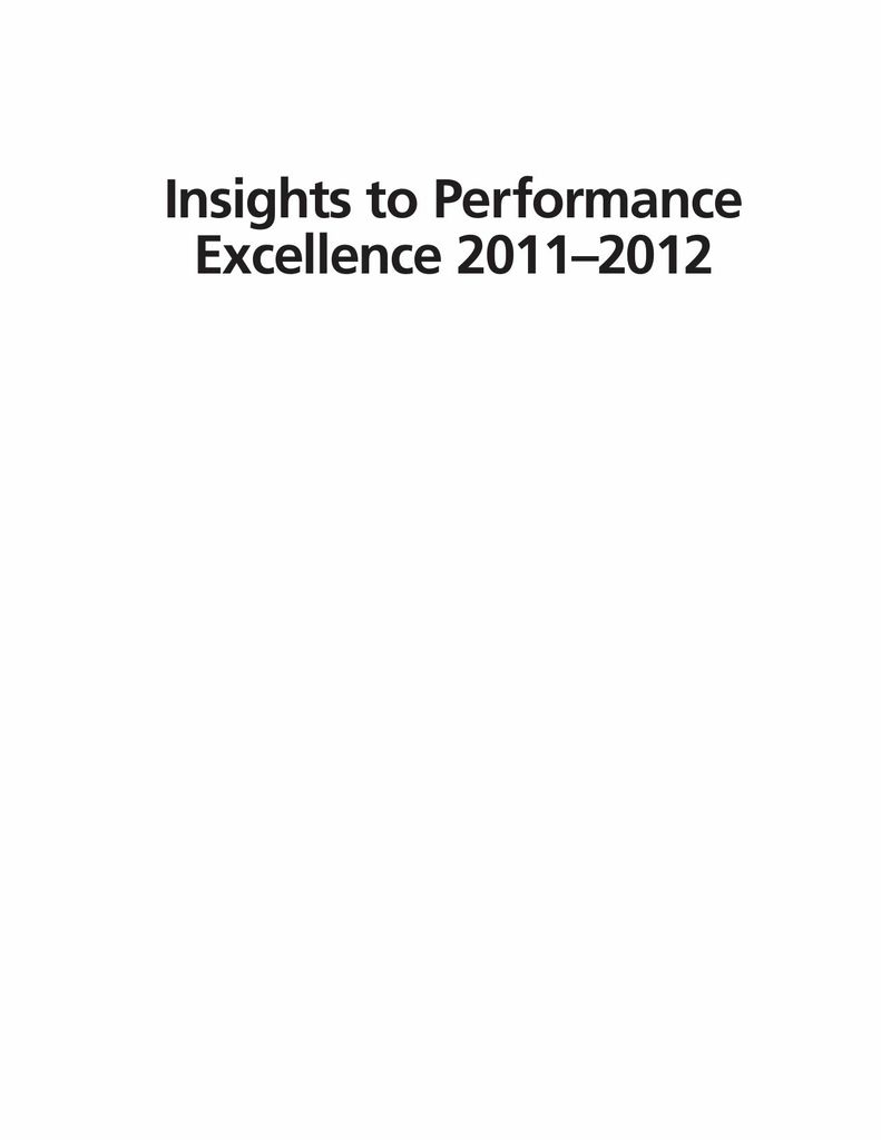 Insights to Performance Excellence 2011-2012