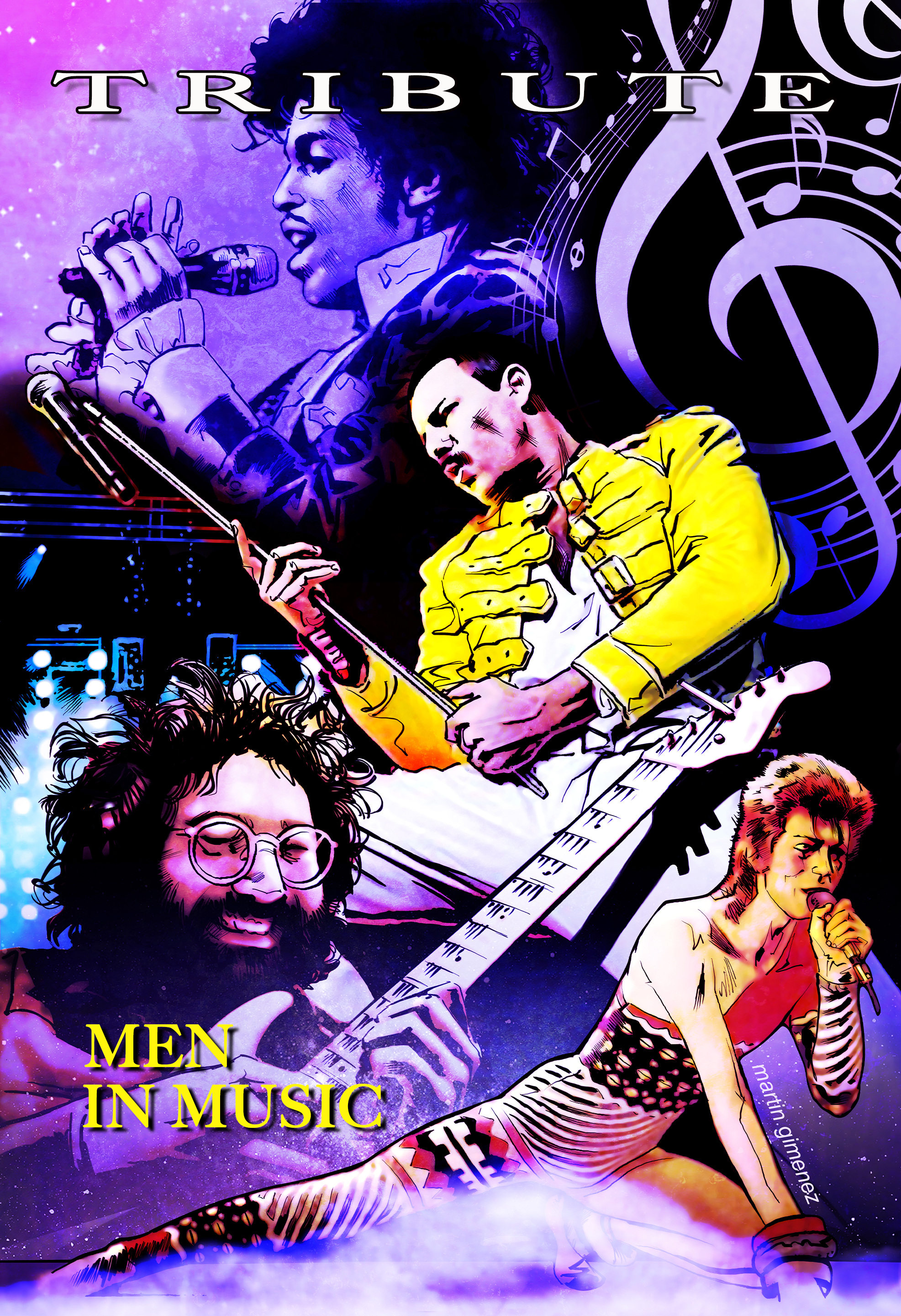 Cover image for Tribute: Men in Music: Prince, David Bowie, Jerry Garcia & Freddie Mercury
