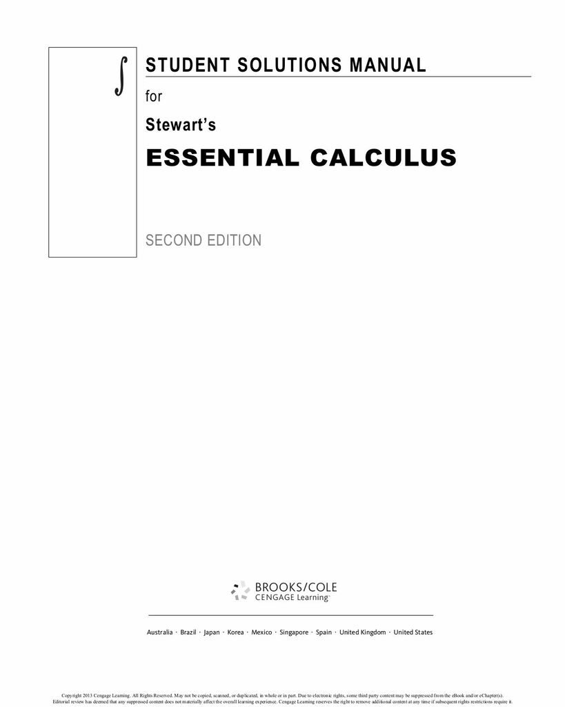 Student Solutions Manual for Stewart's Essential Calculus