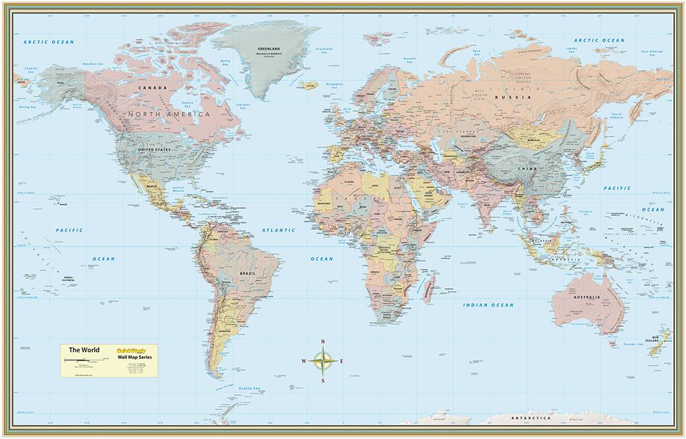 World Map Poster (32 x 50 inches) - Laminated