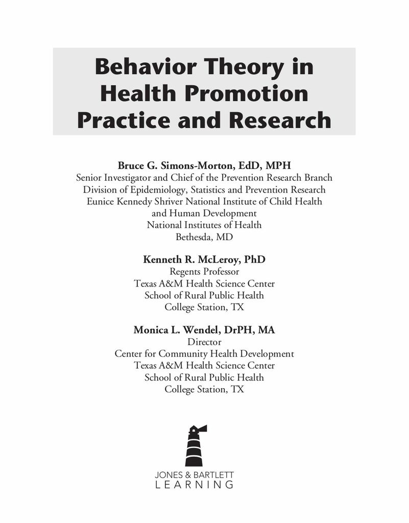 Behavior Theory In Health Promotion Practice And Redshelf