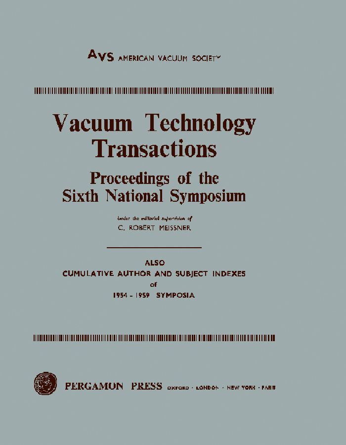 Cover image for Vacuum Technology Transactions