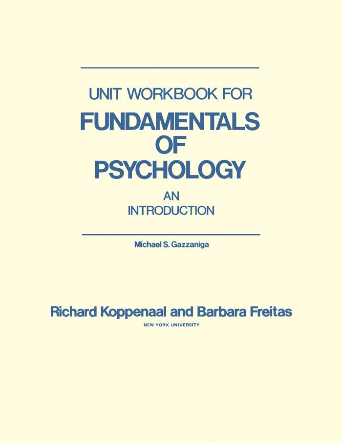 Cover image for Unit Workbook for Fundamentals of Psychology