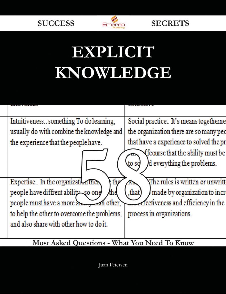 Explicit Knowledge 58 Success Secrets - 58 Most Asked Questions On Explicit Knowledge - What You Need To Know