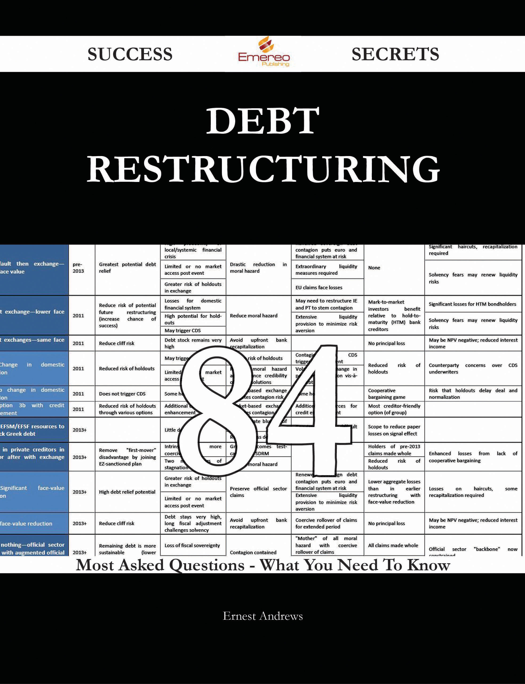 Debt Restructuring 84 Success Secrets - 84 Most Asked Questions On Debt Restructuring - What You Need To Know