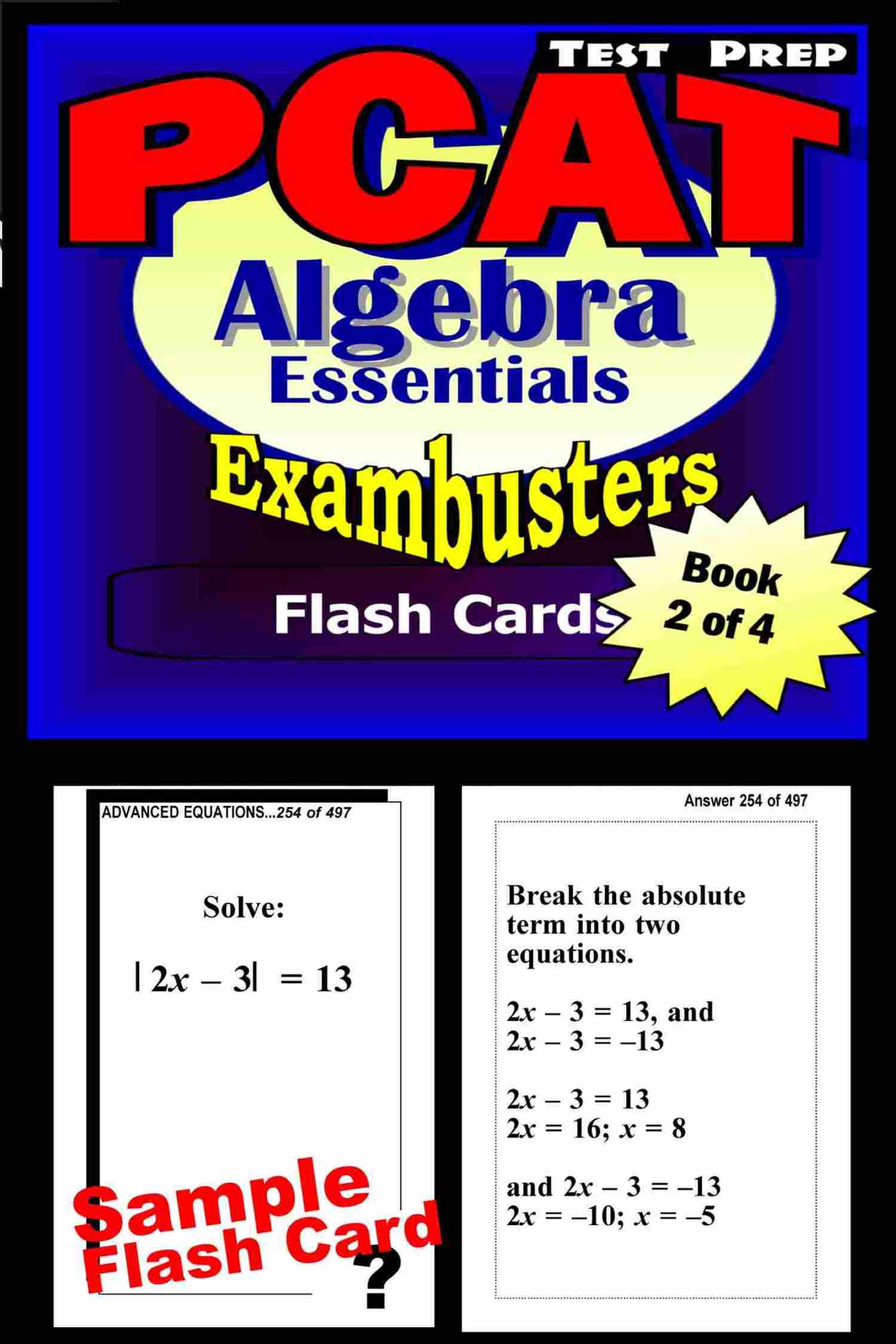 Cover image for PCAT Test Prep Algebra Review--Exambusters Flash Cards--Workbook 2 of 4