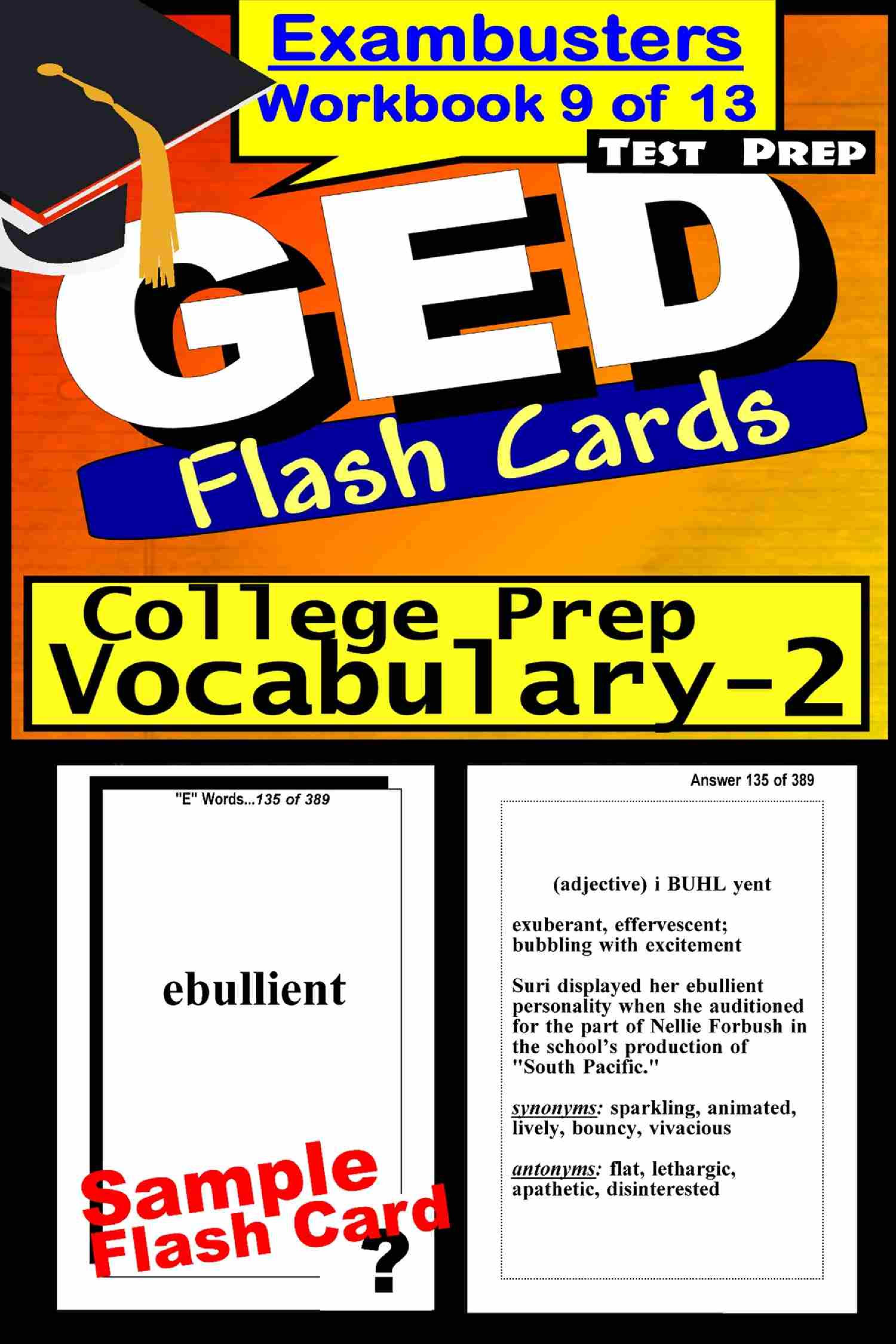 Cover image for GED Test Prep College Prep Vocabulary 2 Review--Exambusters Flash Cards--Workbook 9 of 13