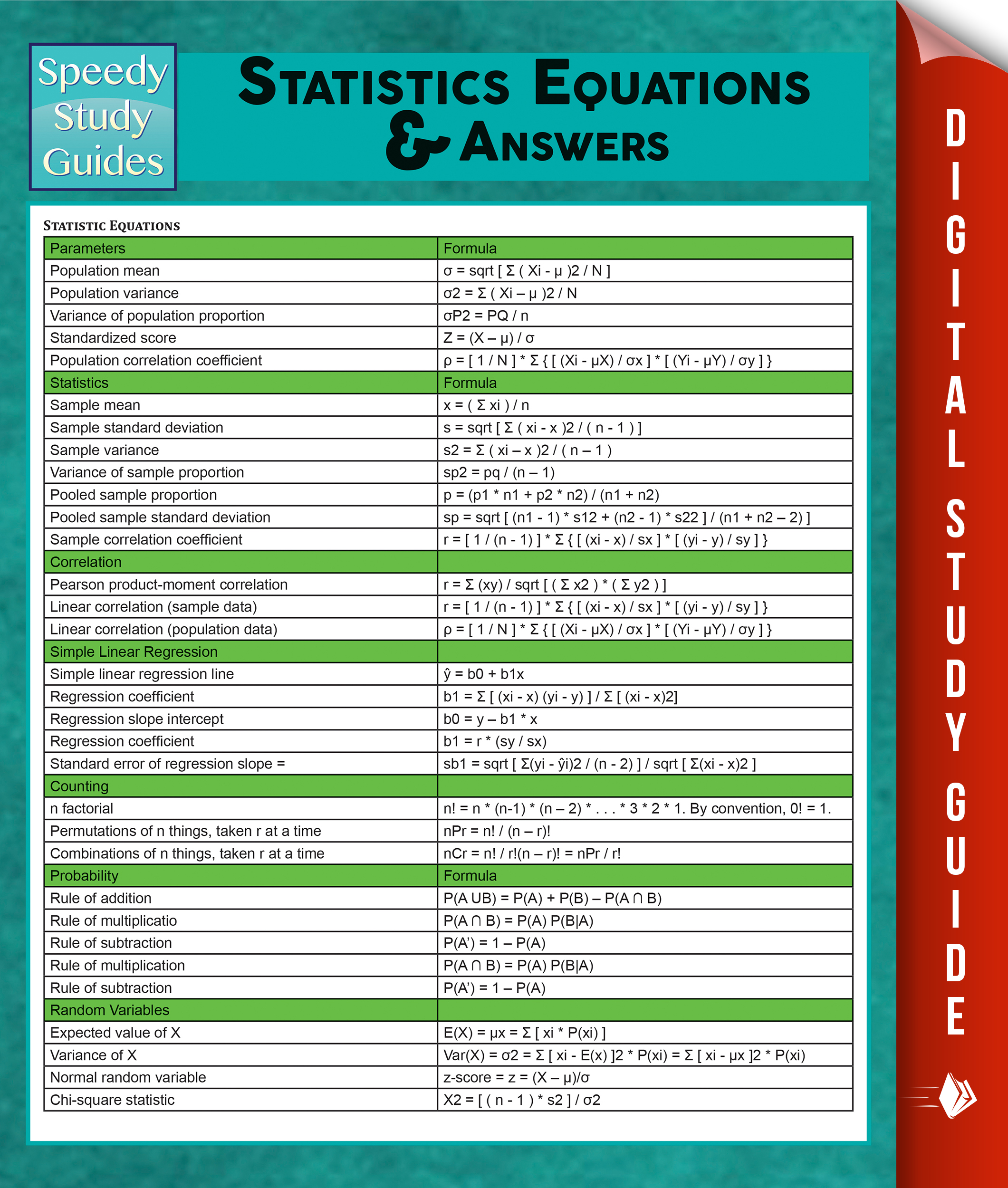 Statistics Equations & Answers