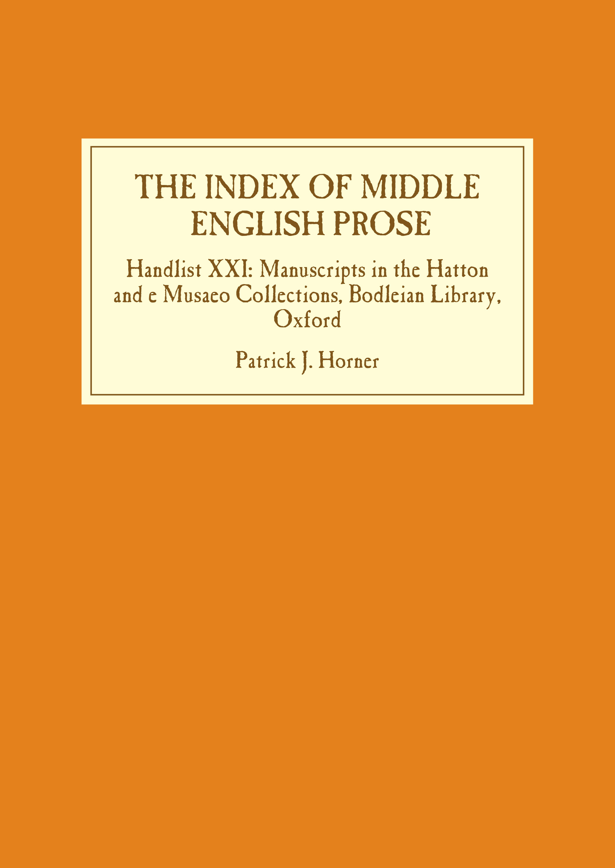 Cover image for The Index of Middle English Prose