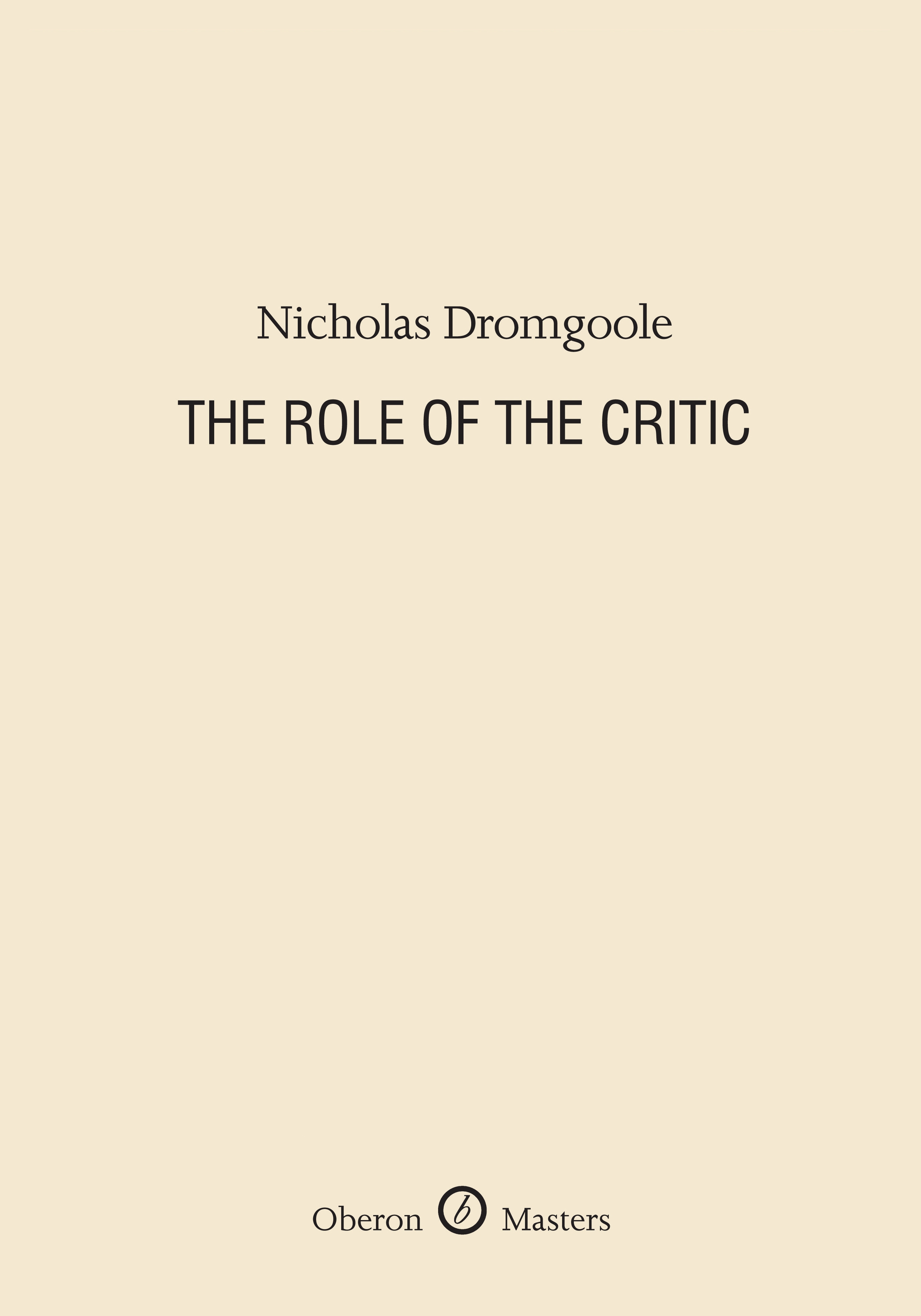 Cover image for The Role of the Critic